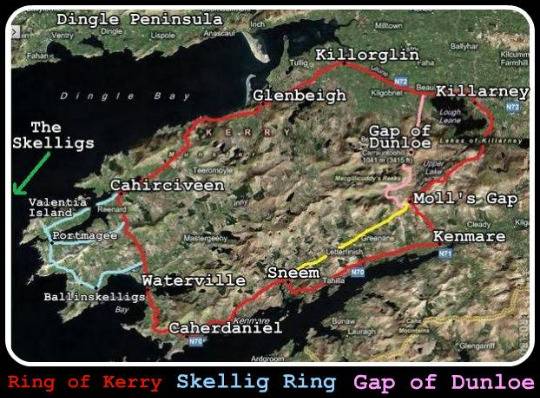 Map of Ring of Kerry with 10 great spots for photography