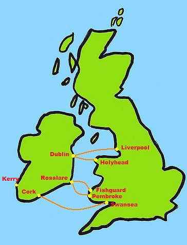 Ferry to Ireland Route Map